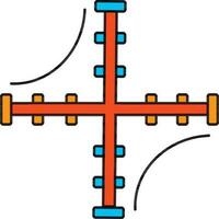 Hyperbola Plot icon in flat style. vector