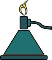 Bunsen burner in green color. vector