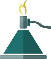 Bunsen burner in green color. vector