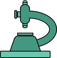 Green microscope in flat style. vector