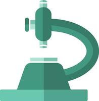 Green microscope in flat style. vector