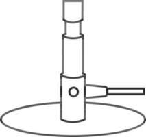 Laboratory bunsen burner in black and white color. vector