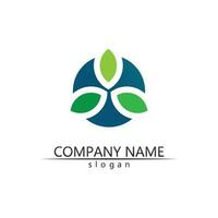 Tree leaf vector and green logo design friendly concept