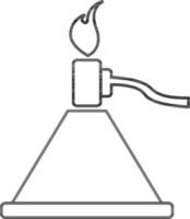 Bunsen burner in black and white color. vector