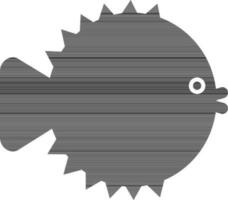 Cute black fish on white background. vector
