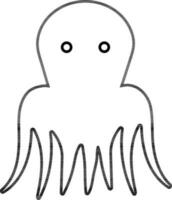 Character of a black line art octopus. vector