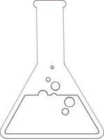 Flat line art illustration of laboratory flask. vector