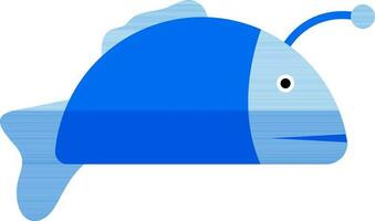 Character of a fish in blue color. vector