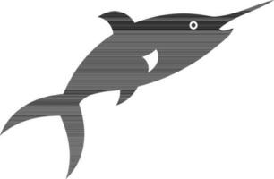 Character of a black needlefish. vector
