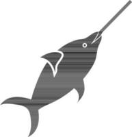Character of black and white swordfish. vector