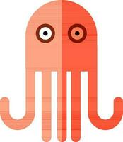 Character of a orange octopus. vector