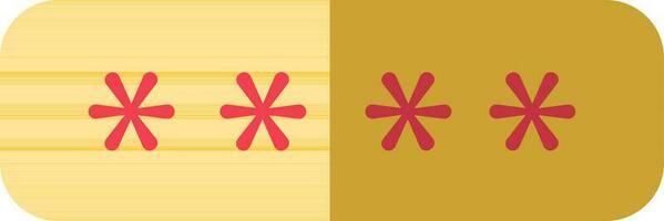 Password icon in red and yellow color. vector