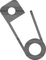 Safety pin vector icon in black and white color.