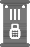 Flat icon of locker in black and white color. vector