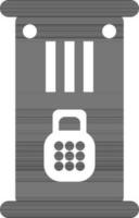 Flat icon of locker in black and white color. vector