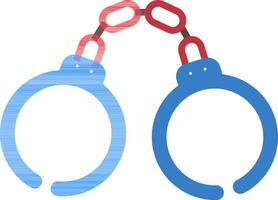 Icon of Handcuffs in red and blue color. vector