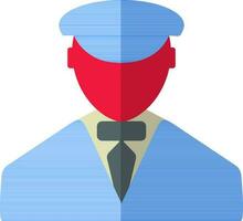 Security Guard icon in blue uniform. vector