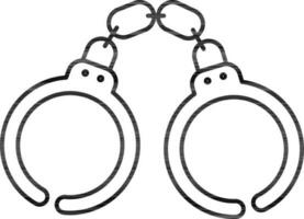 Line art illustration of Handcuffs. vector