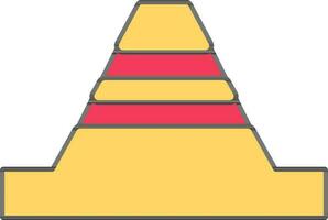 Traffic cone icon in yellow and red color. vector