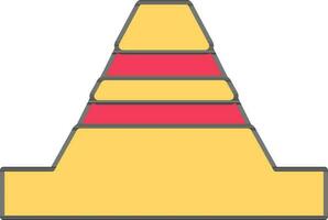 Traffic cone icon in yellow and red color. vector