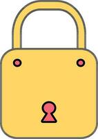 Flat icon of lock in yellow color. vector