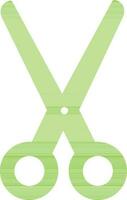 Green color of scissor icon in flat style. vector