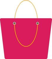 Pink shopping bag in flat style. vector