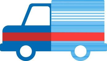 flat illustration of truck in blue and red color. vector