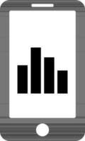 Smartphone icon with illustration of bar chart. vector