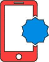 Smartphone illustration with sticker in flat style. vector