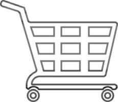 Flat style blank shopping cart made by black line art. vector