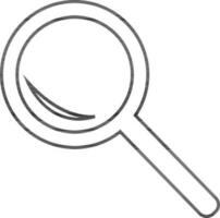 Magnifying glass in black line art illustration. vector