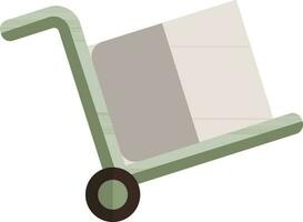 Grey box on green trolley. vector