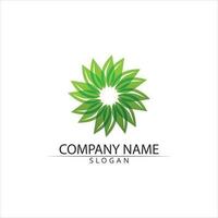 Tree leaf vector and green logo design friendly concept