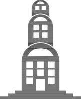 Black and white building in flat style. vector