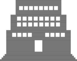 Flat illustration of building in black and white color. vector