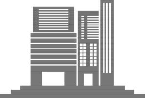 Black and white building in flat style. vector