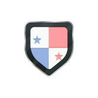 Grey shield of Panama flag decorated with star. vector