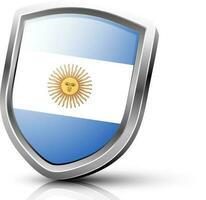 Illustration of glossy shield made by Argentina flag. vector