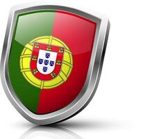 Glossy shield of Portugal national flag color. vector