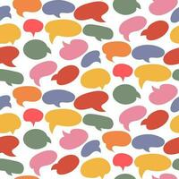 A pattern of speech bubbles of different colors and shapes. Background of balloons for inscriptions. A set of retro-style flat lamps for dialogue, conversation, talking with cartoons and comics vector