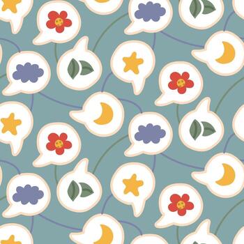 un modelo de pegatinas para social redes con un plano diseño en el formar de un habla burbuja en el naturaleza tema. emoticones para en línea comunicación, social redes en el idea de elementos de naturaleza vector