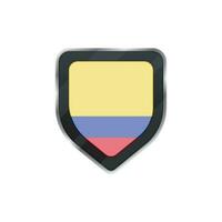 Flag of Colombia in grey shield. vector