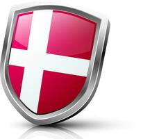 Flag of Denmark in glossy shield. vector