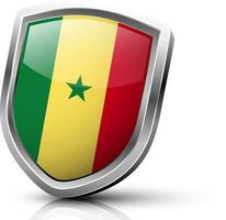 Glossy shield of Senegal flag with star. vector