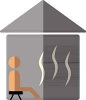 Steam spa concept, man sitting in sauna room for therapy. vector