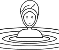 spa relajación, niña relajante en agua con cara mascarilla. vector