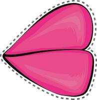 Sticker of female open lips in pink color. vector
