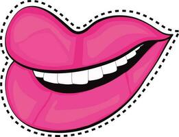 Female smiling lips in pink color. vector