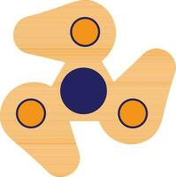 Orange color of spinner toy with three arms. vector